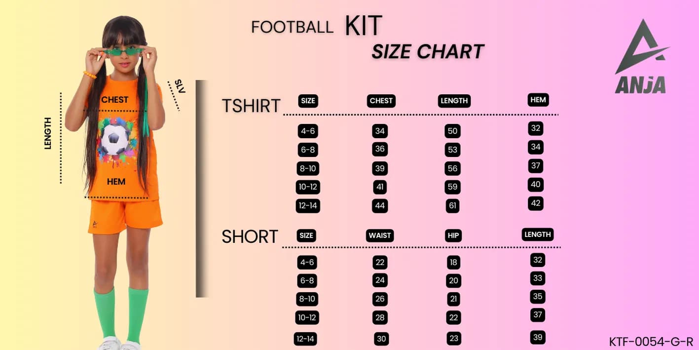 Girls Orange Football Kit Breathable, Comfortable Design