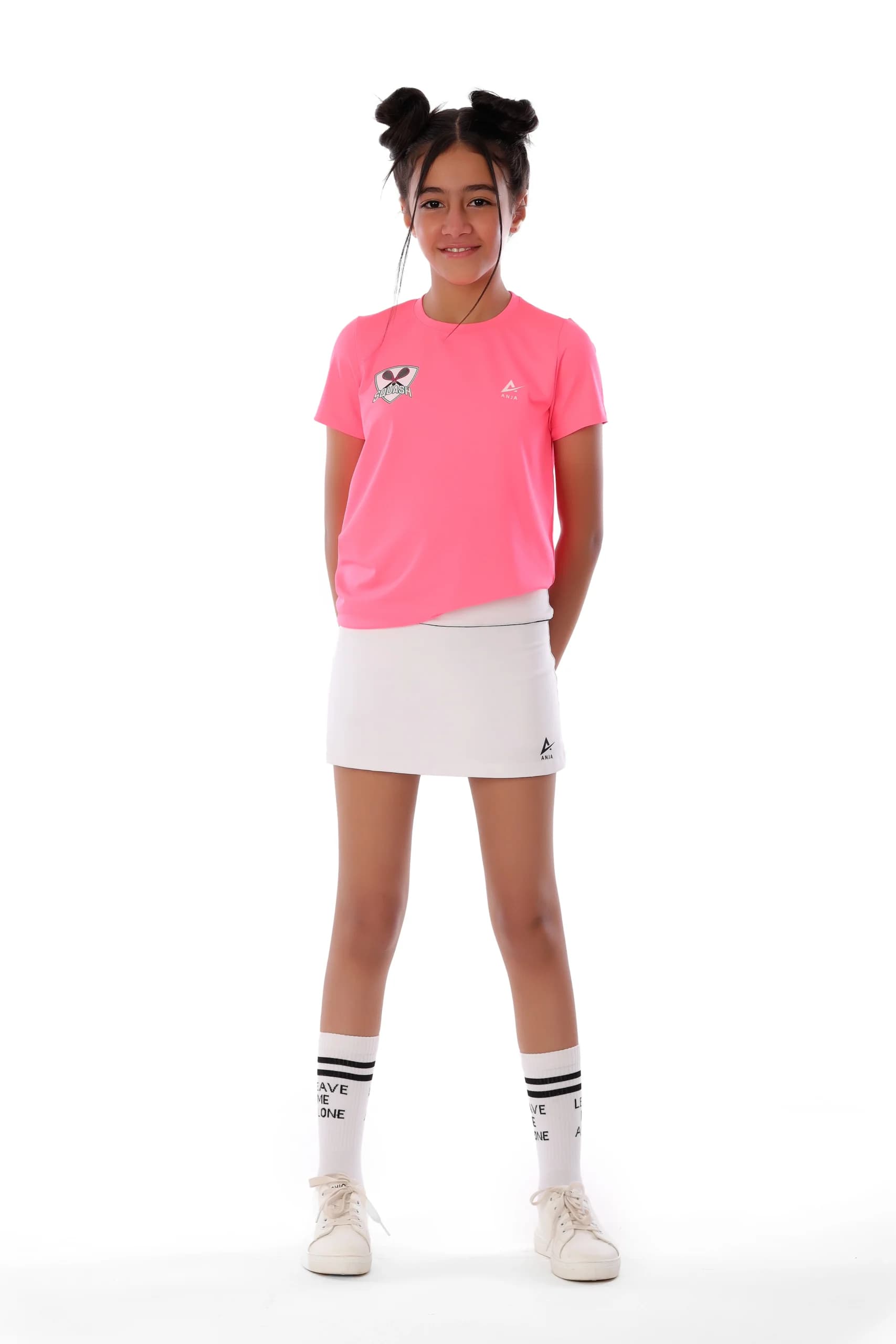 Girls White Squash Skirt Comfortable, Pleated Design