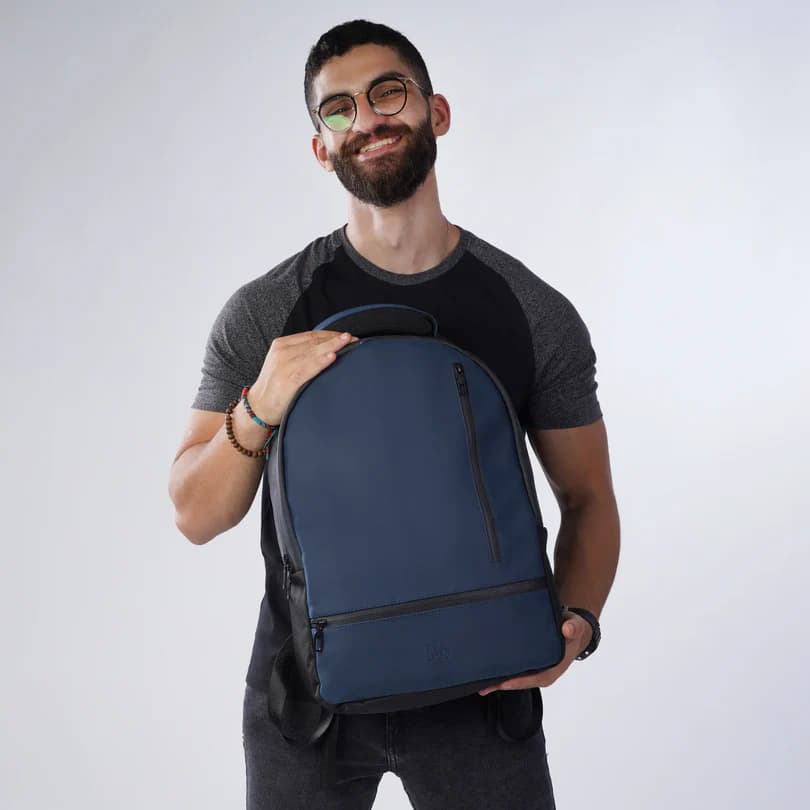 Leather Backpack Navy blue