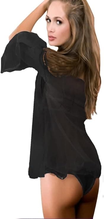 Black Tutu Robe & Shirt Lingerie Set