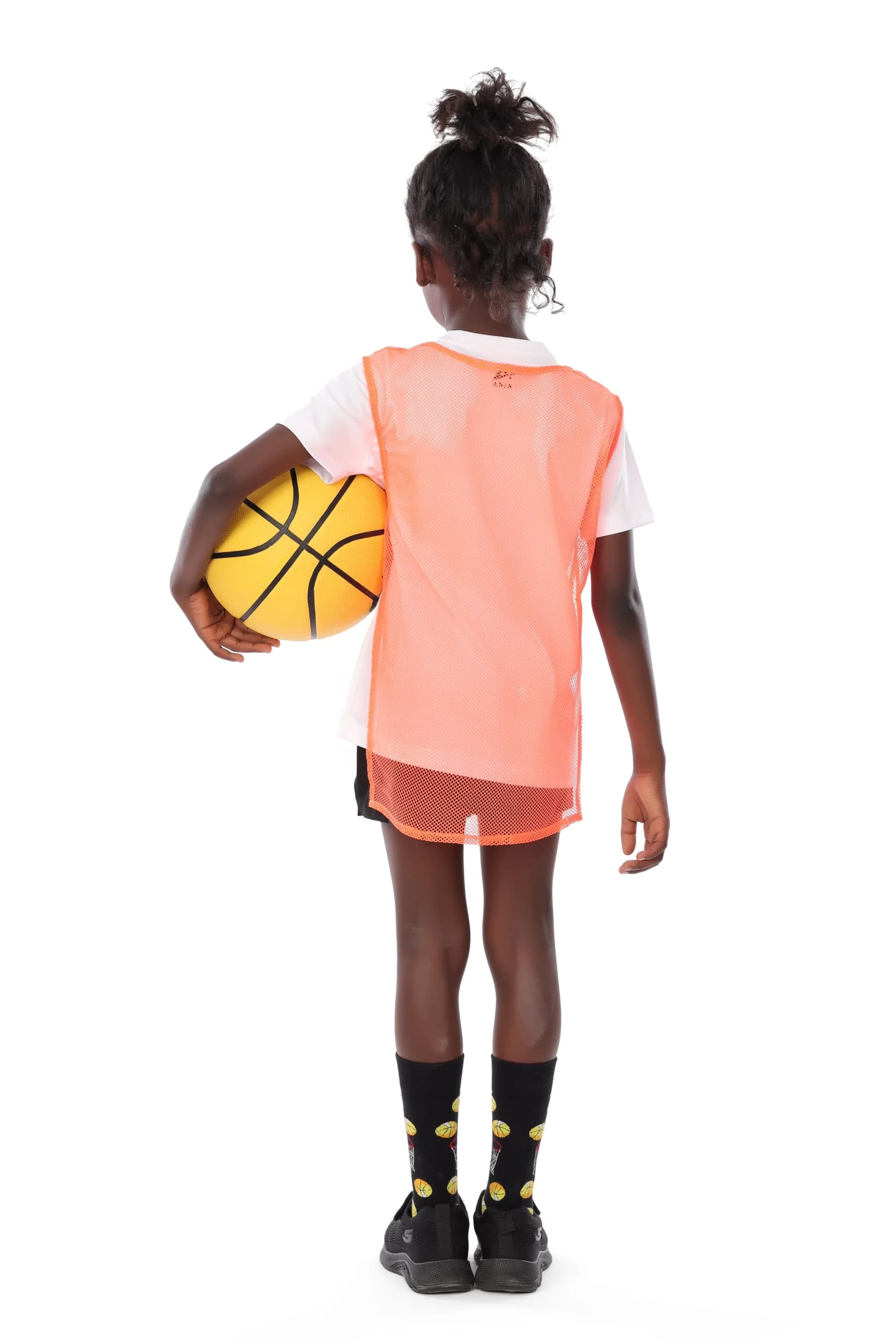 Girls Orange Basketball T-Shirt Comfortable, Double-Layer Breathable Fabric