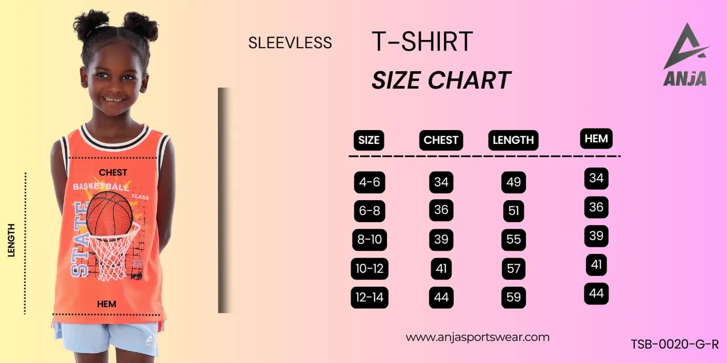 Girls Orange Basketball T-Shirt Comfortable, Cut-Sleeve Design