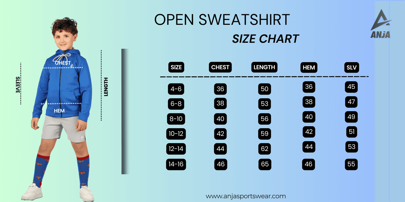 Boys Blue Open Sweatshirt with Grey Lining Soft, Durable Fabric