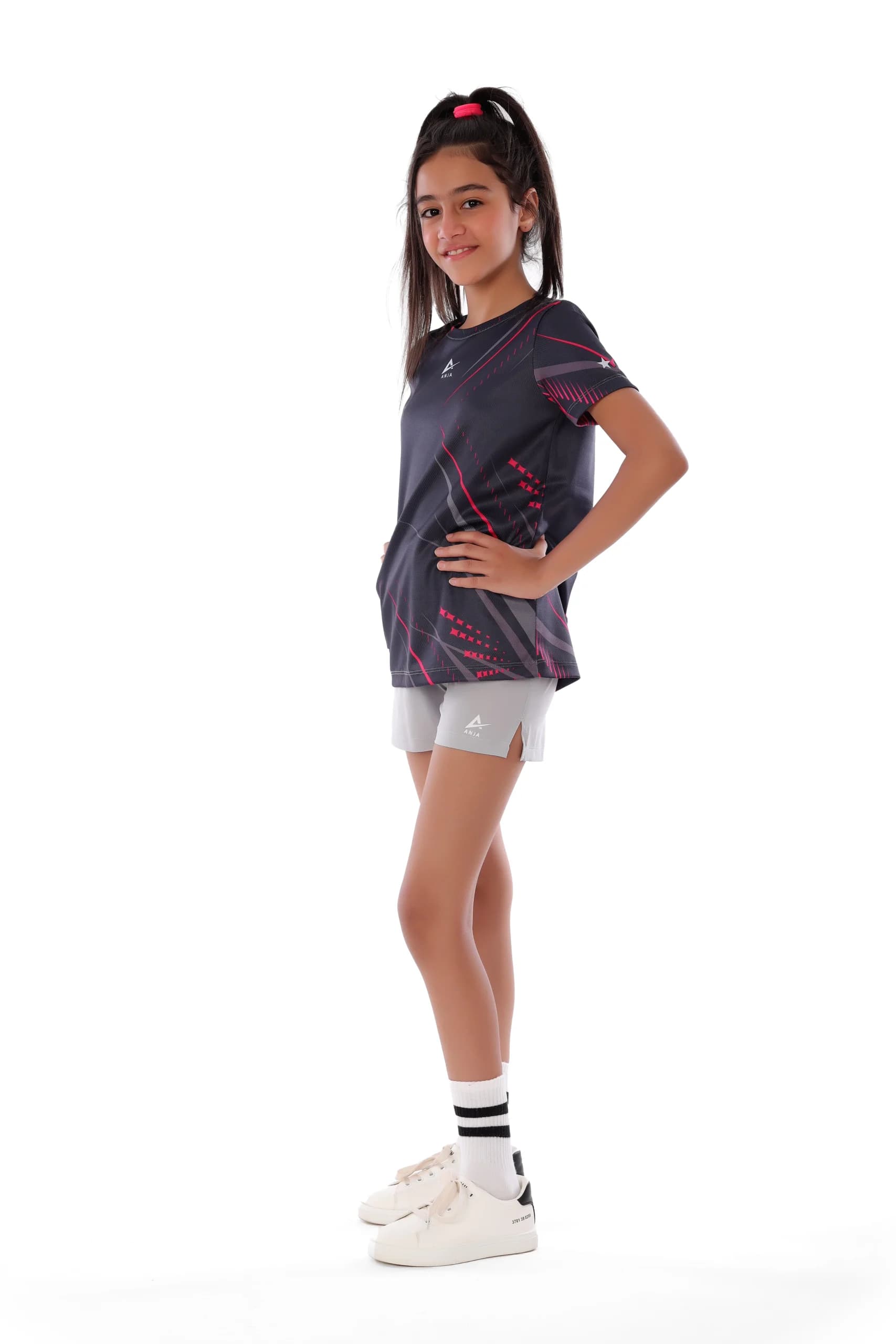 Girls Black Football T-shirt Breathable, Comfortable Design