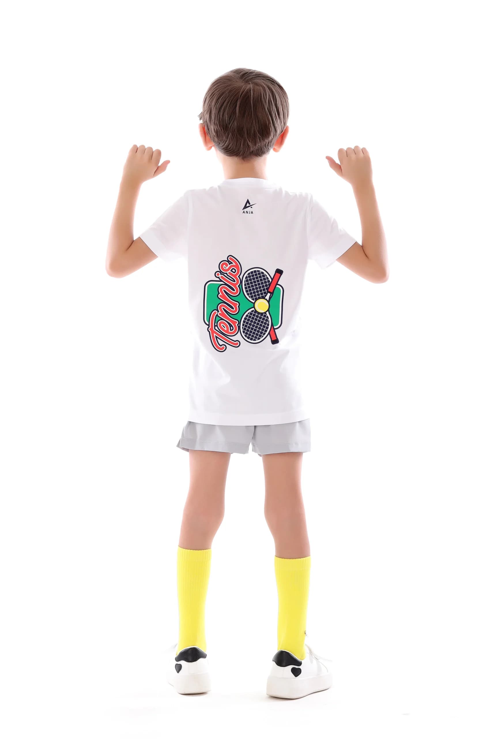 Boys White Half Sleeve Tennis T-Shirt Breathable Fabric
