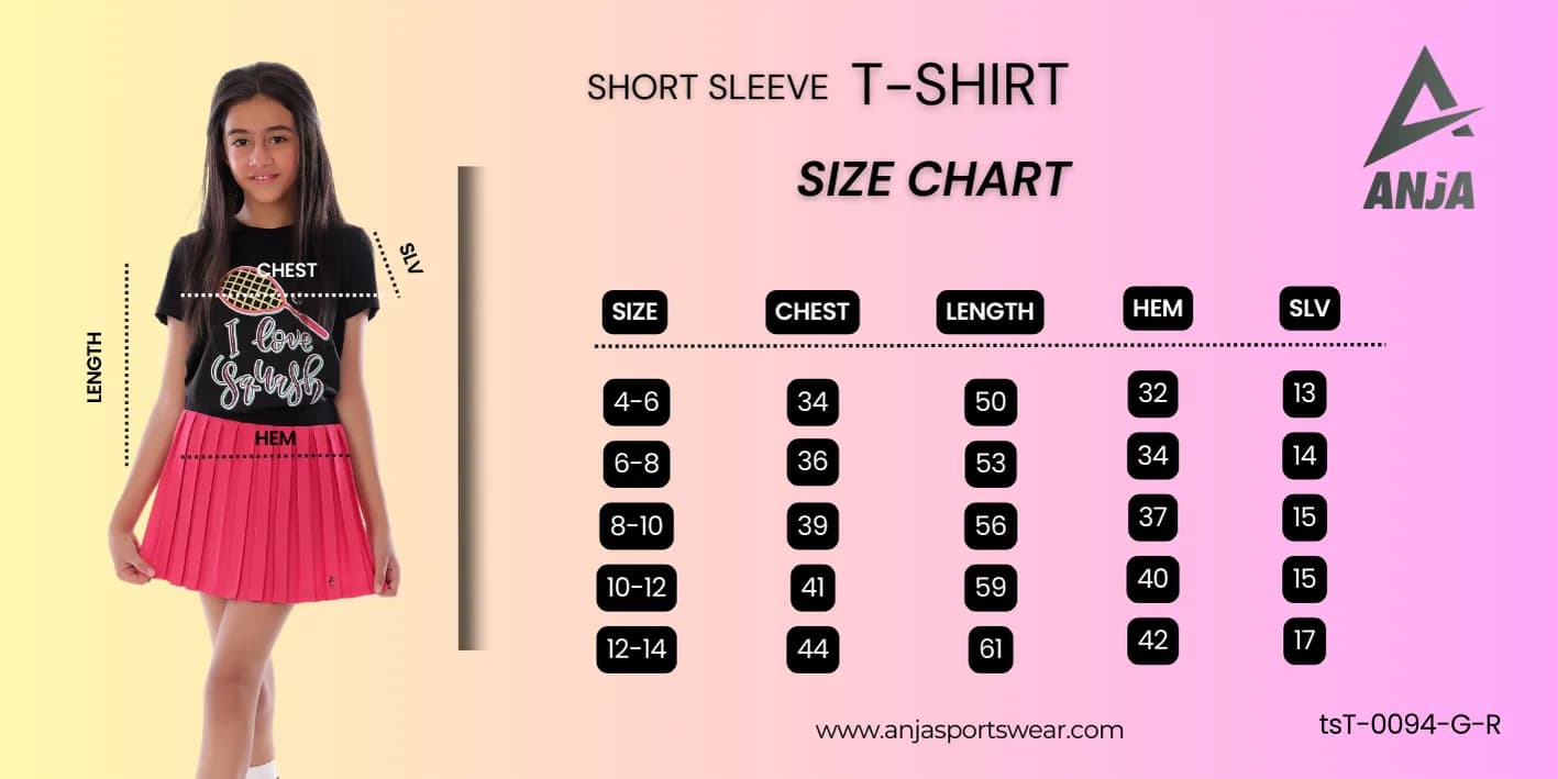 Girls Black Half Sleeve Squash T-Shirt Comfortable Fabric