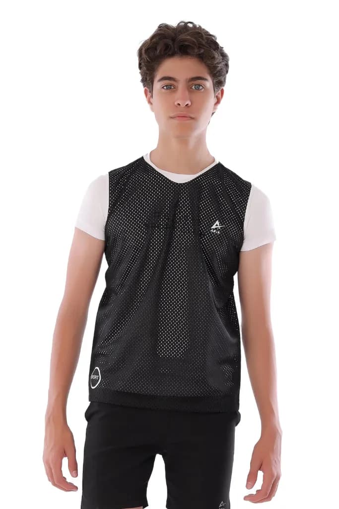 Boys Black Training Vest Versatile Sportswear