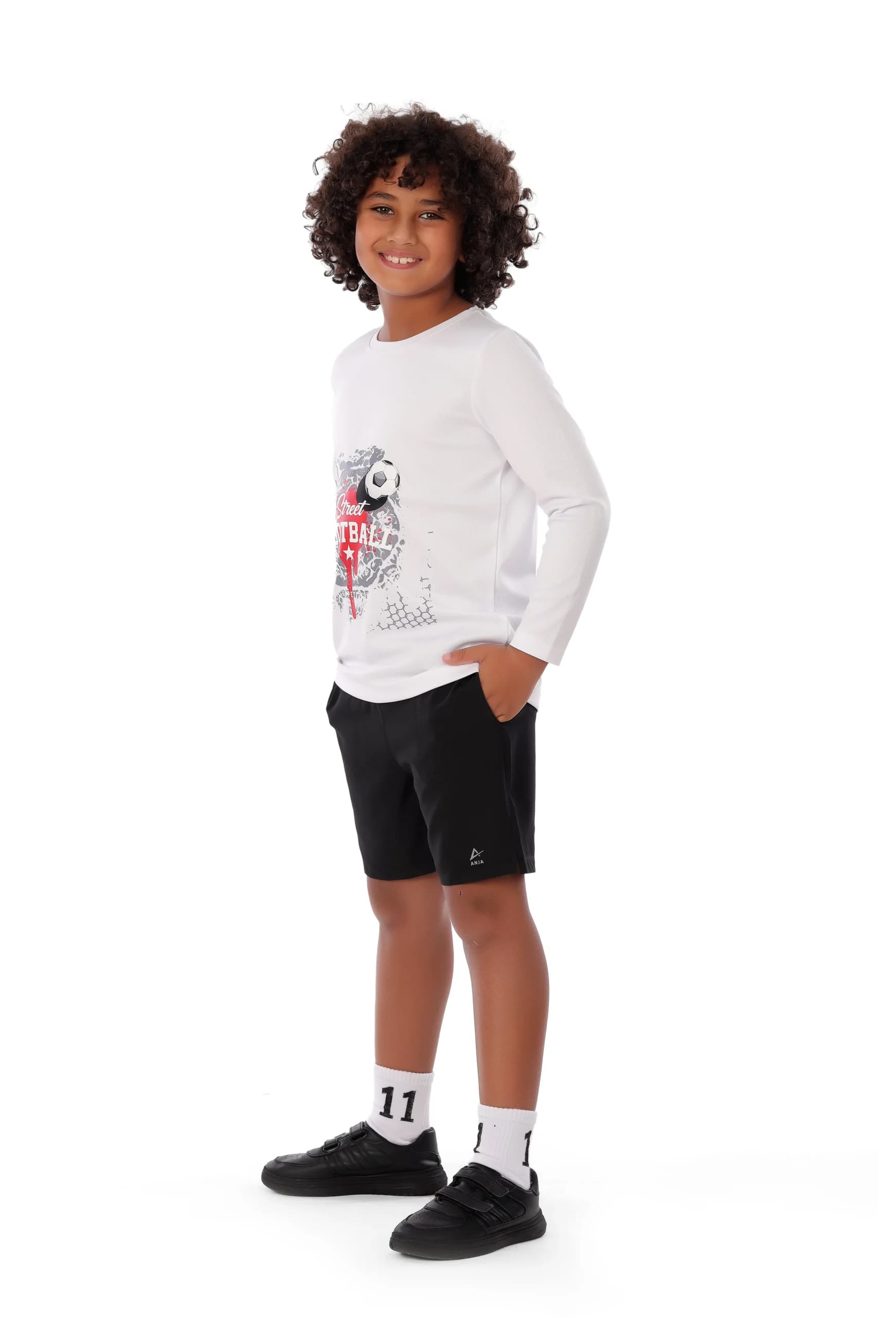 Boys White Football T-shirt Breathable, Comfortable Design