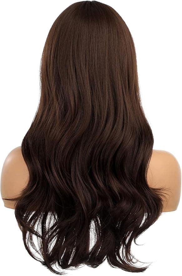 Long Brown Synthetic Wig High Density Heat Resistant