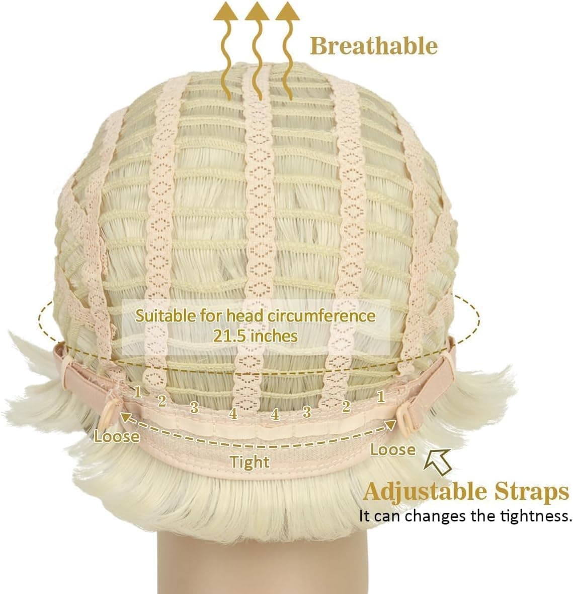 Heat resistant fiber wig in blonde color. Daily looks, solves tough hair problem