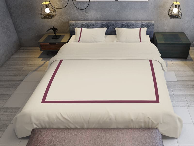 Percale Cotton, Decorative Ivory duvet cover, Inner Border design