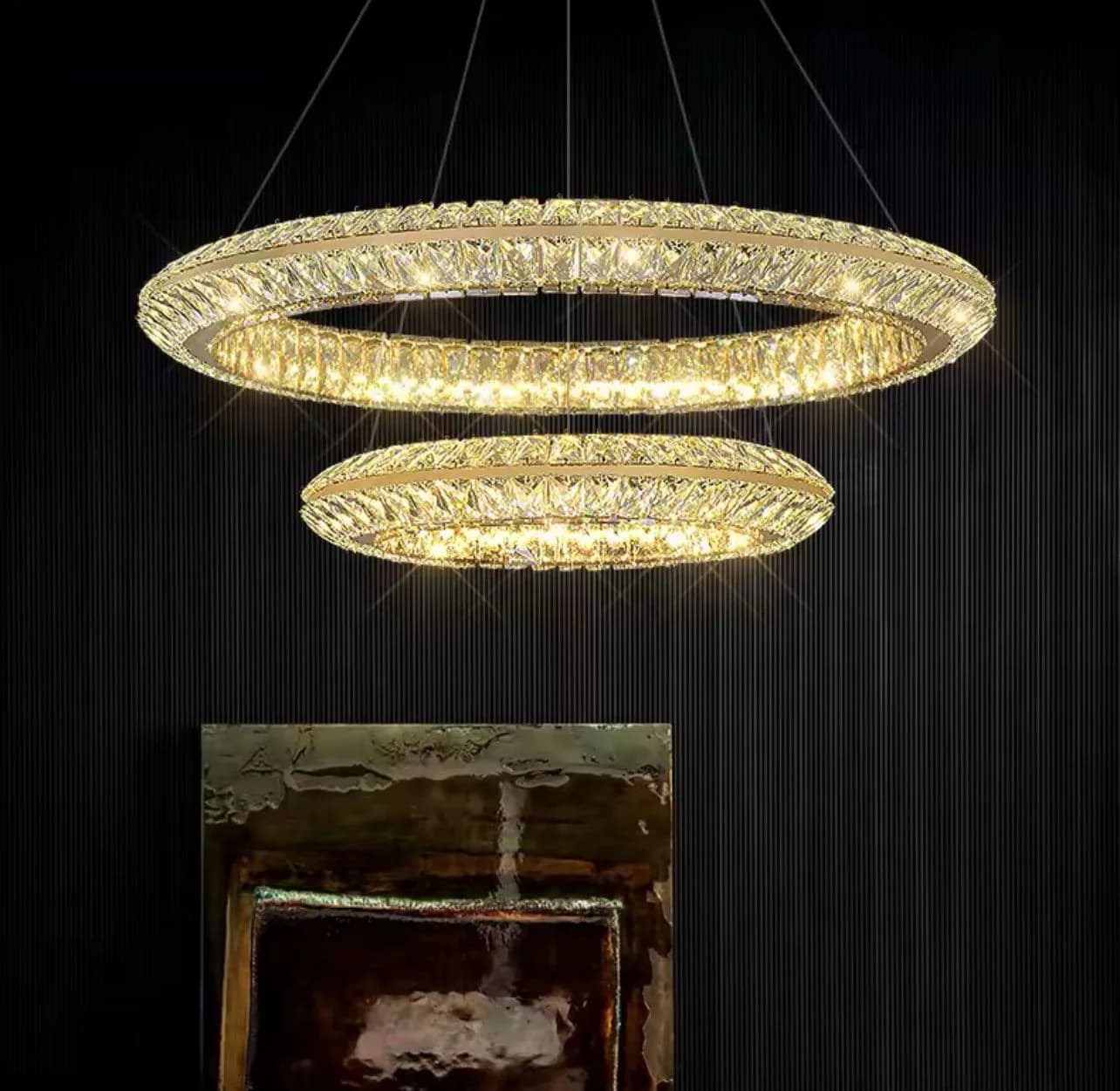 Round stainless steel chandelier crystal code 353