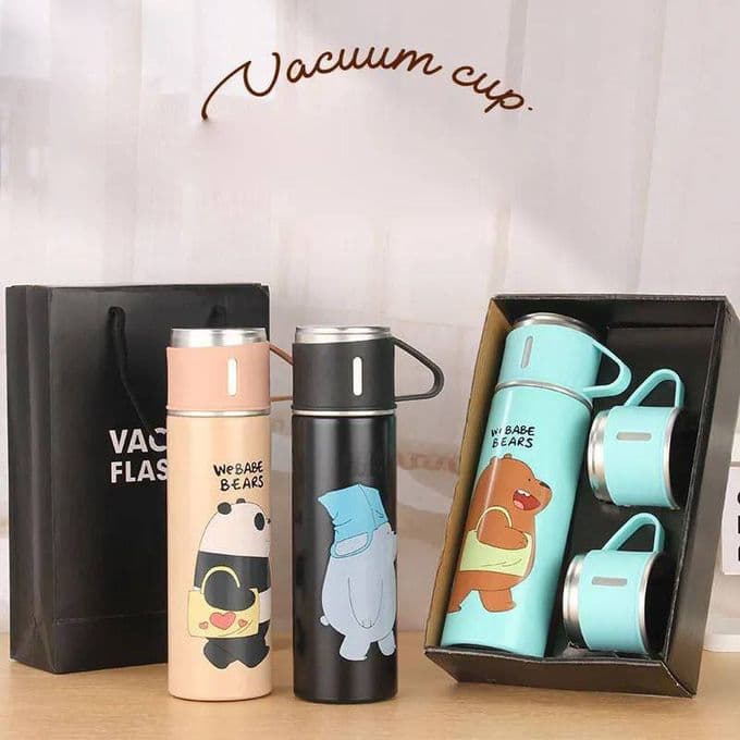Double-Wall Stainless Steel Vacuum Thermos Flask With Silicone Handle And Insula