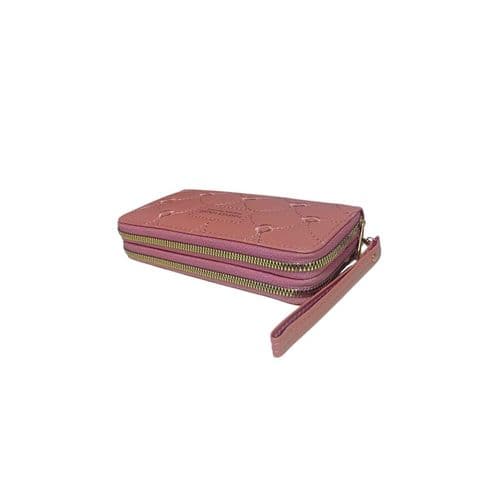 A stylish womens wallet with a practical design two internal zippers and two com
