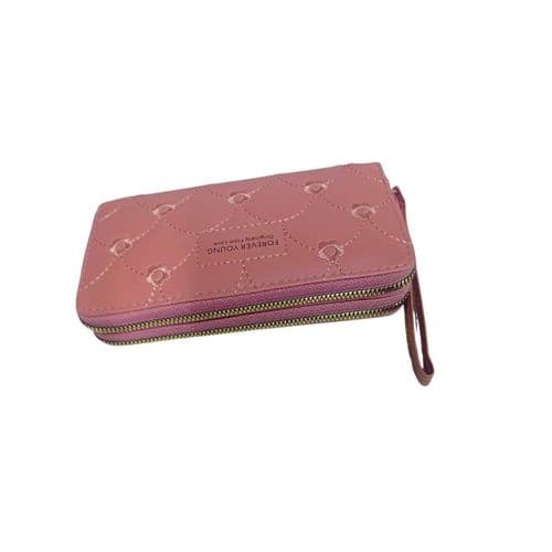 A stylish womens wallet with a practical design two internal zippers and two com
