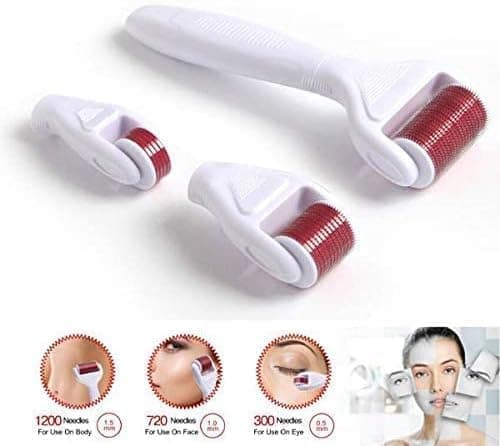 Derma Roller Kit 4 in 1 Home Use with Interchangeable Heads for Face and Body In