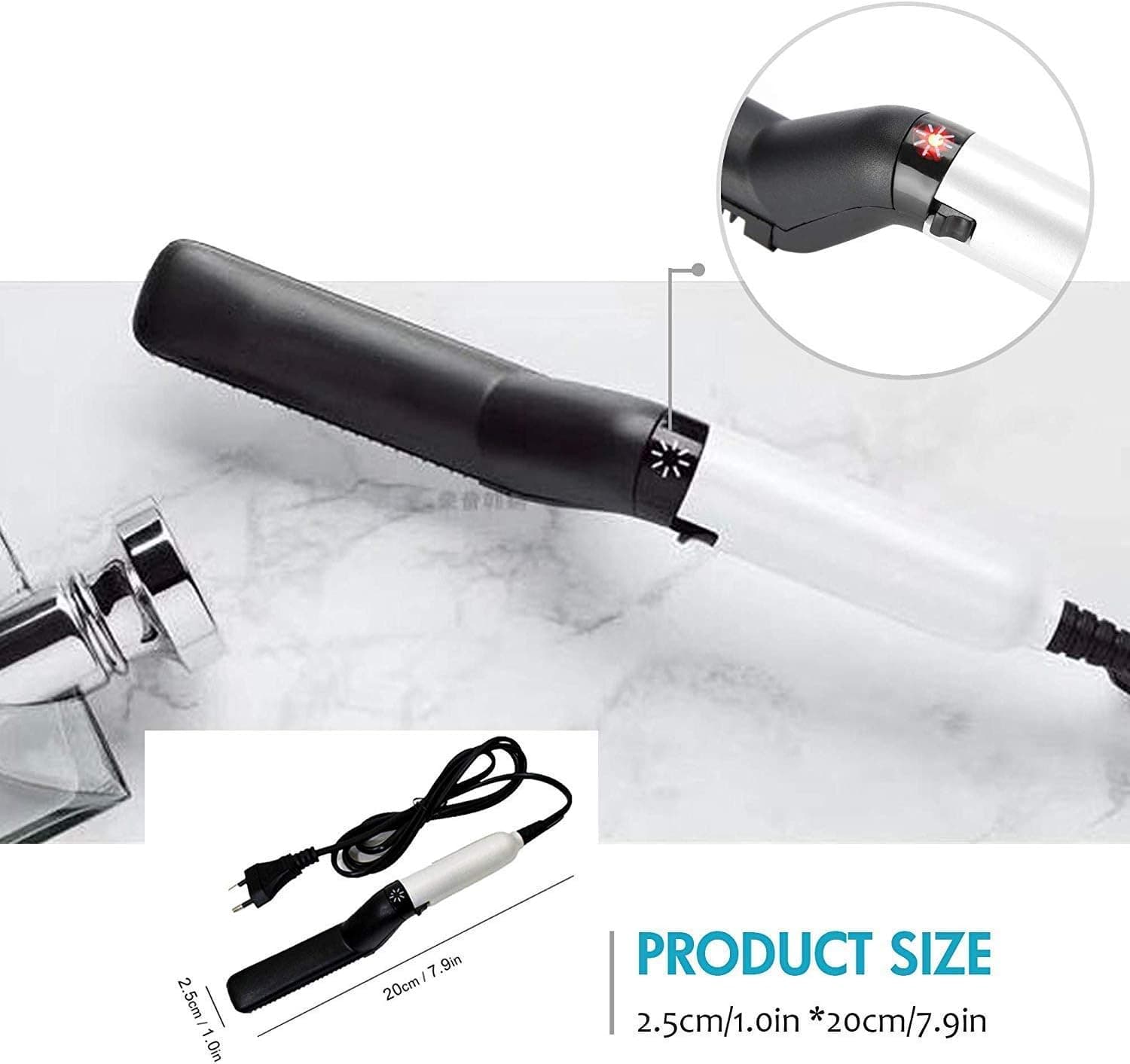 Hair Straightener Brush for Men, Black White