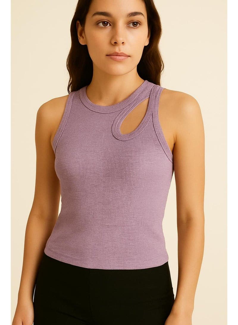 Womens Sleeveless Cut-Out Tank Top 100 Cotton Trendy Casual Slim Fit Shirt