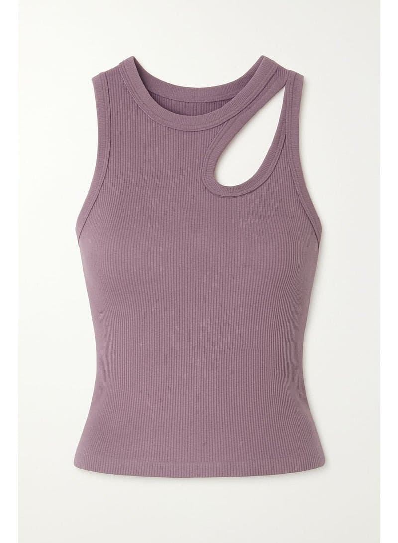 Womens Sleeveless Cut-Out Tank Top 100 Cotton Trendy Casual Slim Fit Shirt