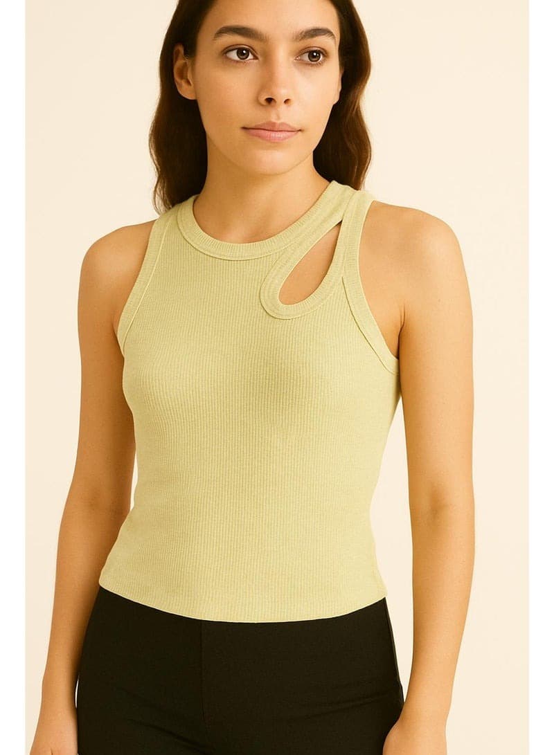 Womens Sleeveless Cut-Out Tank Top 100 Cotton Trendy Casual Slim Fit Shirt