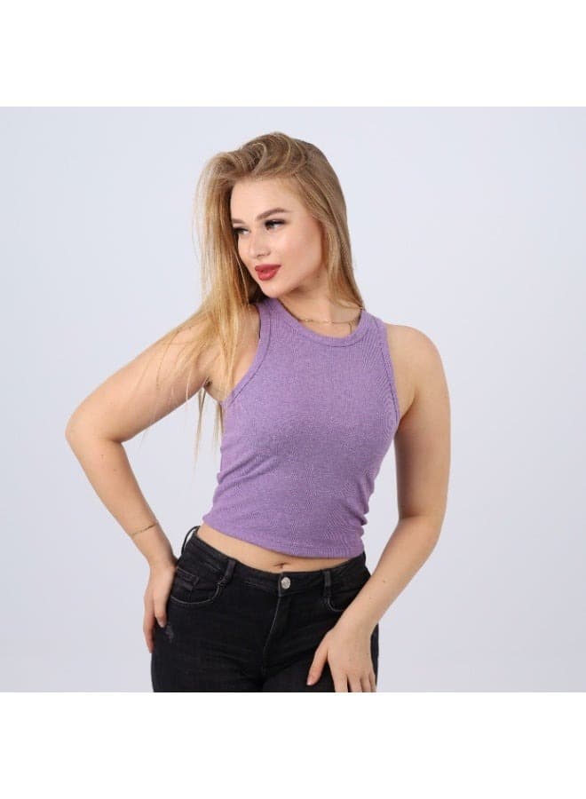 Womens Cotton Ribbed Sleeveless Crop Top