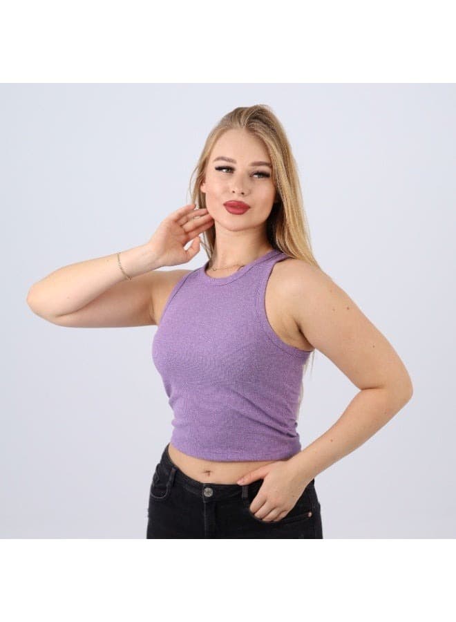 Womens Cotton Ribbed Sleeveless Crop Top