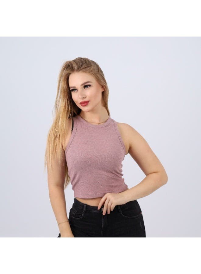 Womens Cotton Ribbed Sleeveless Crop Top