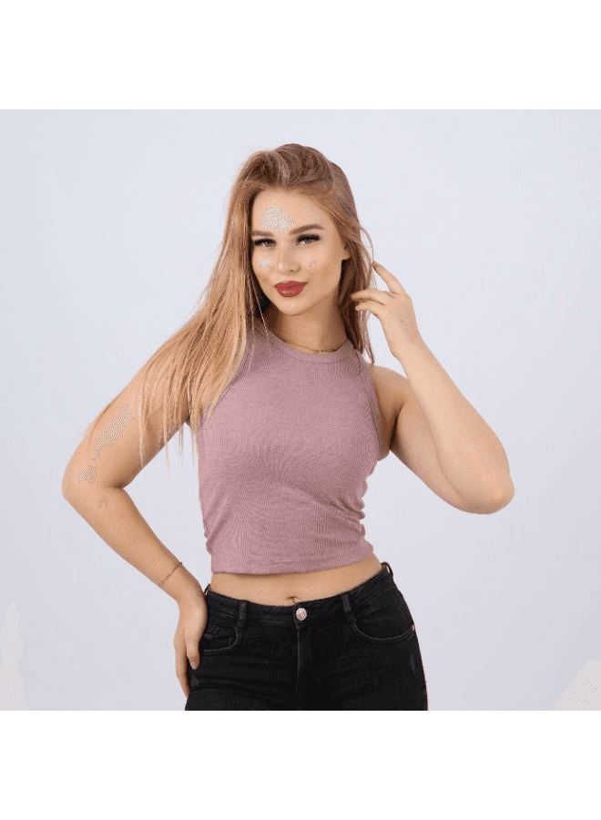 Womens Cotton Ribbed Sleeveless Crop Top