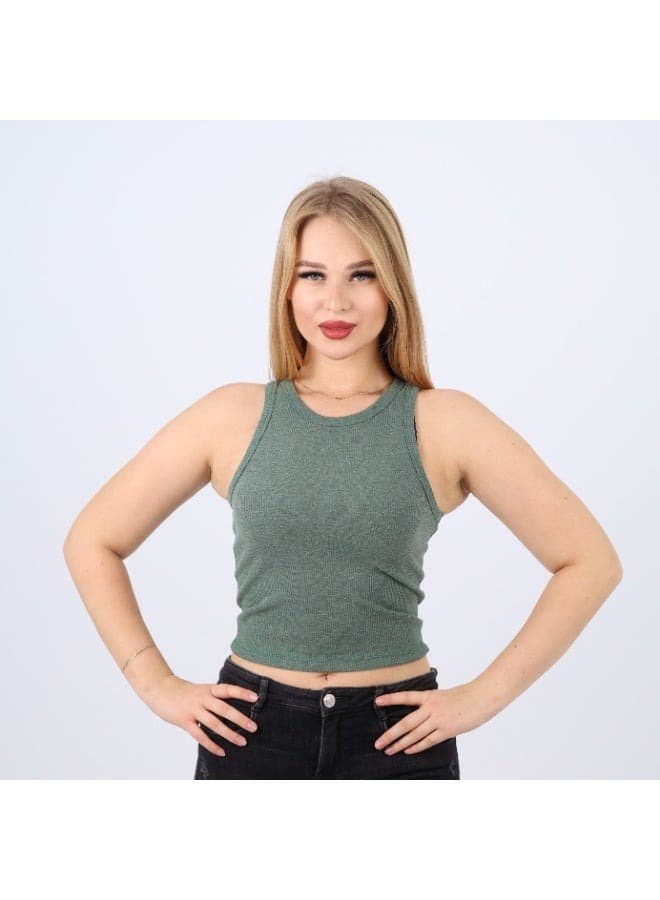 Womens Cotton Ribbed Sleeveless Crop Top