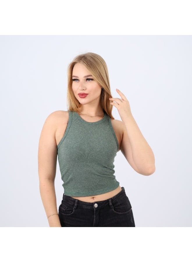Womens Cotton Ribbed Sleeveless Crop Top