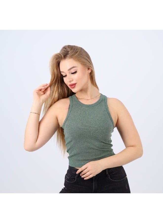 Womens Cotton Ribbed Sleeveless Crop Top