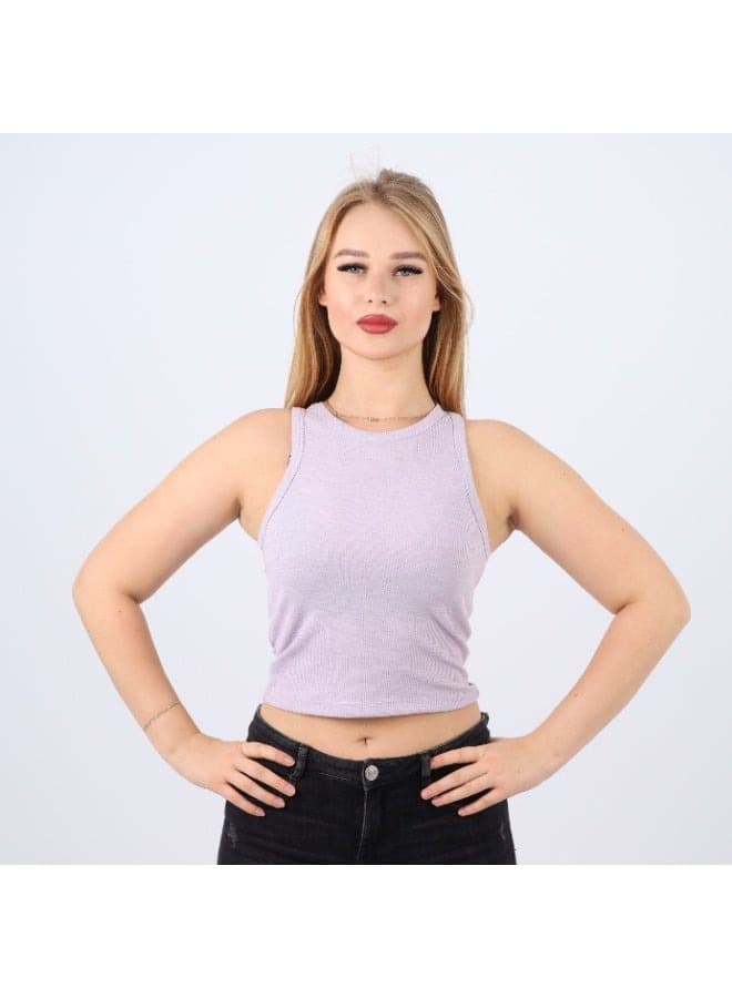 Womens Cotton Ribbed Sleeveless Crop Top