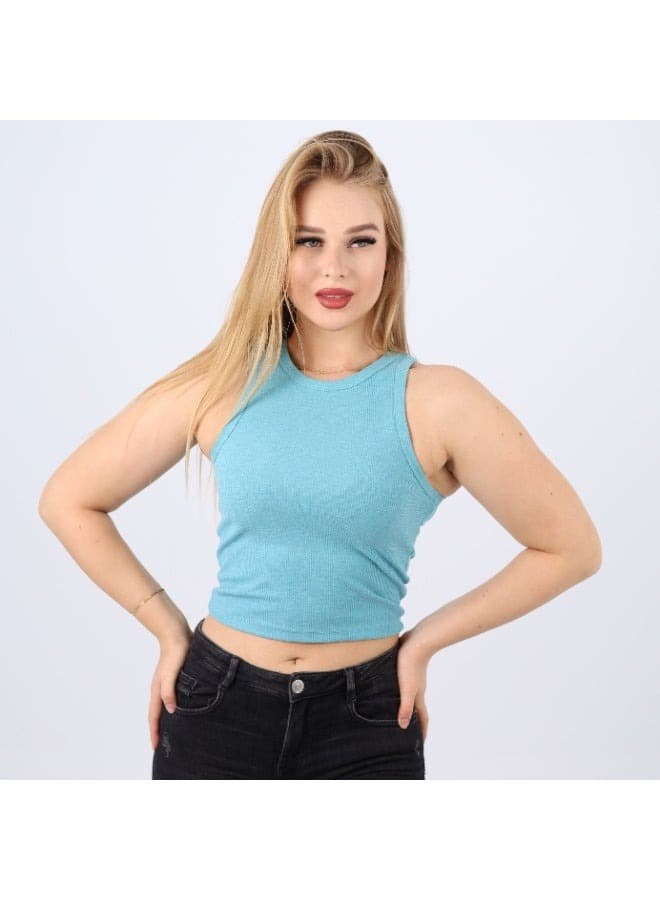 Womens Cotton Ribbed Sleeveless Crop Top