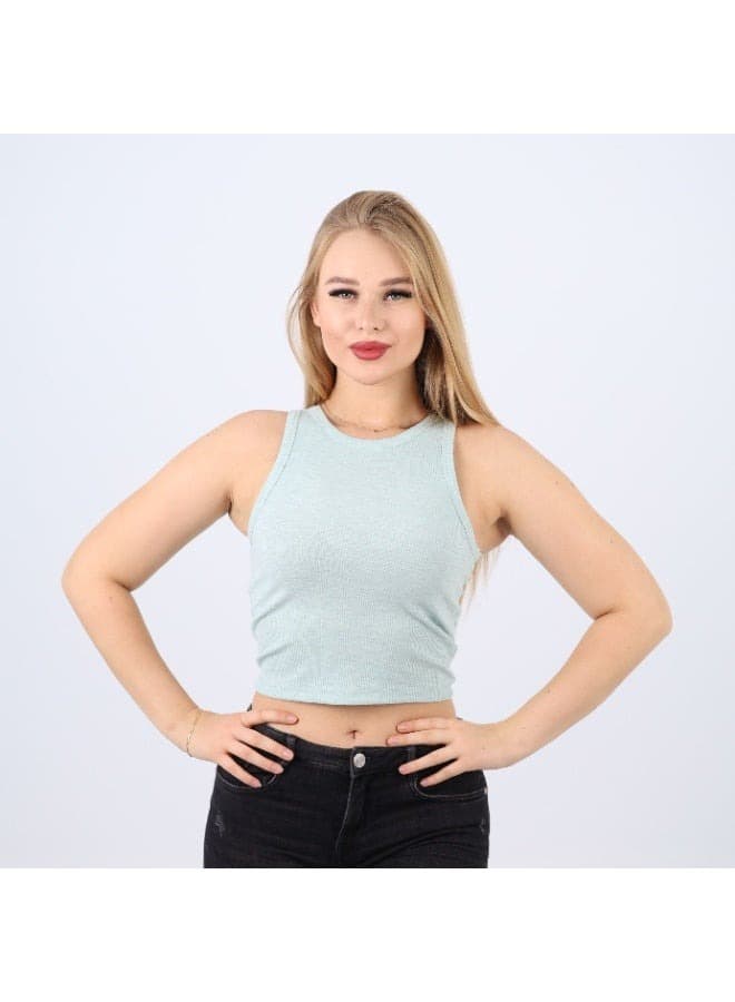 Womens Cotton Ribbed Sleeveless Crop Top