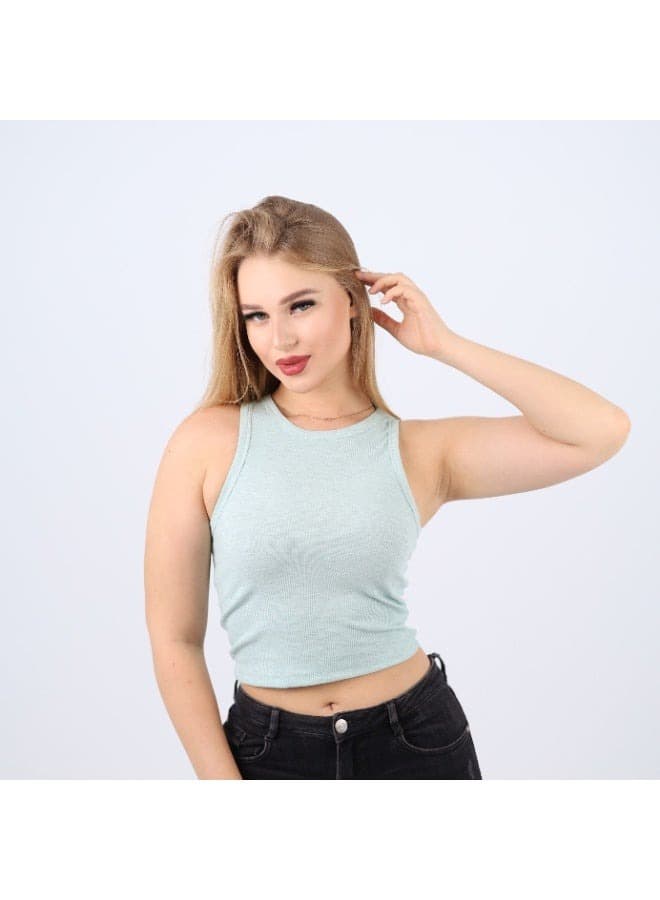 Womens Cotton Ribbed Sleeveless Crop Top