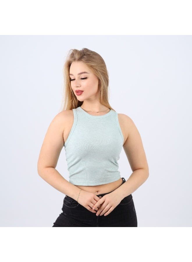 Womens Cotton Ribbed Sleeveless Crop Top
