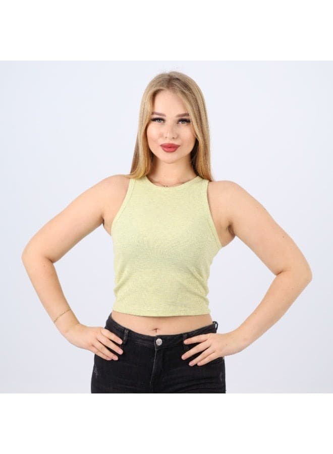 Womens Cotton Ribbed Sleeveless Crop Top