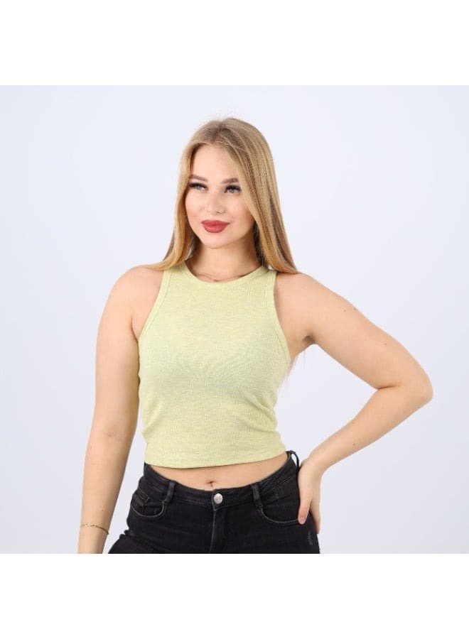 Womens Cotton Ribbed Sleeveless Crop Top