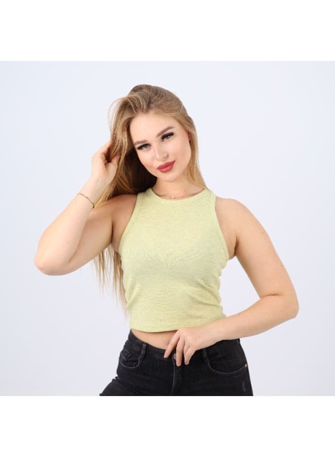 Womens Cotton Ribbed Sleeveless Crop Top