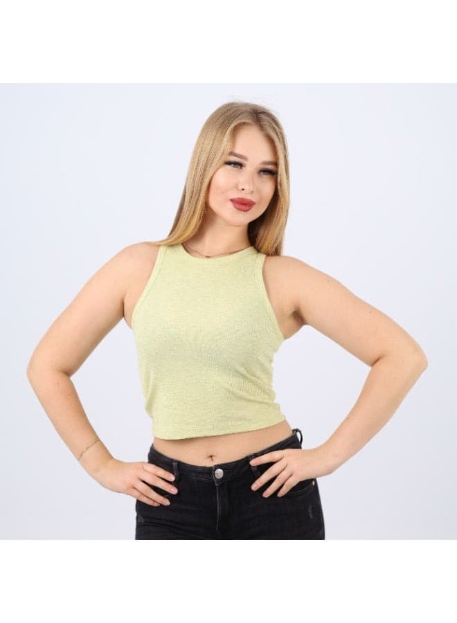Womens Cotton Ribbed Sleeveless Crop Top