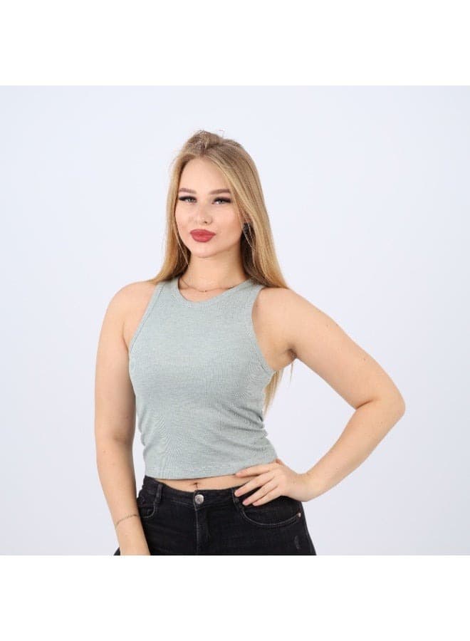 Womens Cotton Ribbed Sleeveless Crop Top