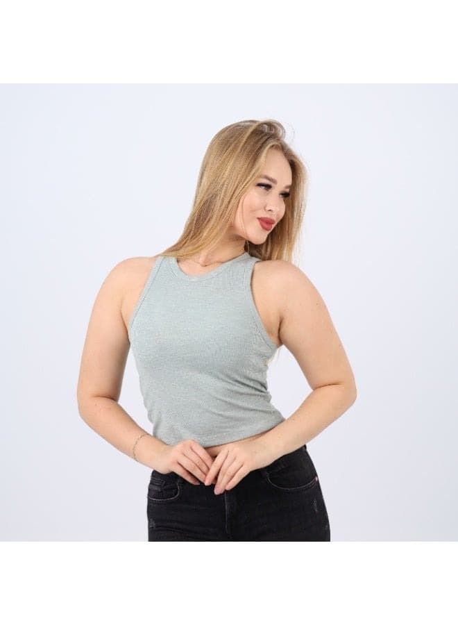 Womens Cotton Ribbed Sleeveless Crop Top