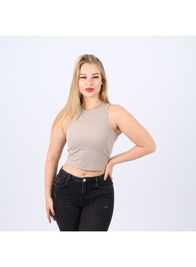 Womens Cotton Ribbed Sleeveless Crop Top
