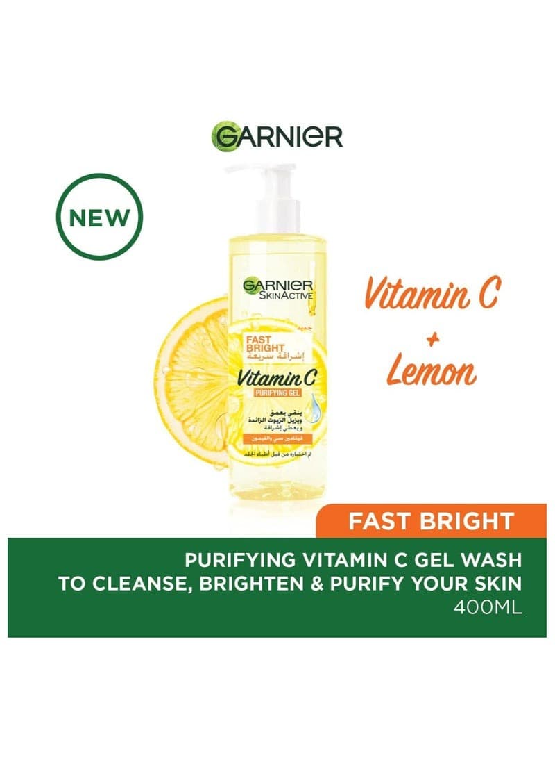 Garnier SkinActive Fast Bright Vitamin C Purifying Gel Wash 400 ML