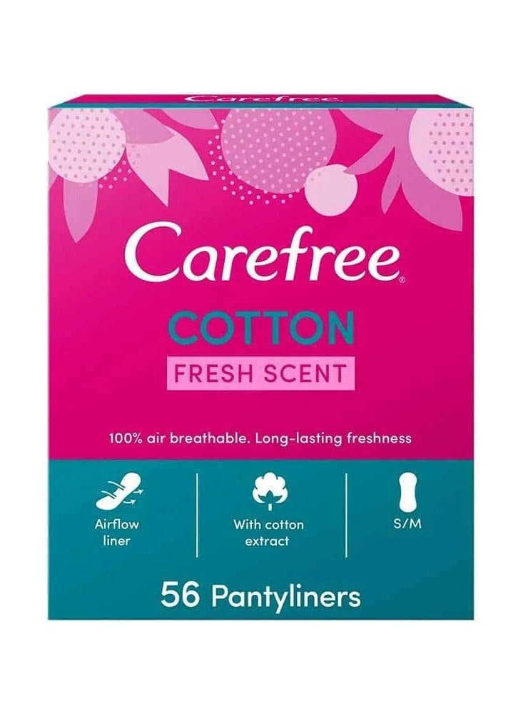 Carefree Daily Panty Liners Fresh Scent, Cotton Touch, Regular Fit 56 Liners