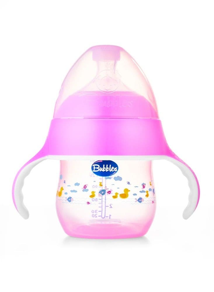 Bubbles Natural Feeding Bottle With Handle 150 ML PINK