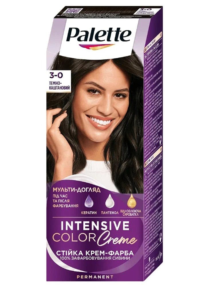 Palette hair dye, rich creamy color 3-0 Dark Brown