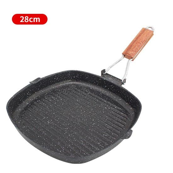 Grill Pan With Wooden Handle Black 28cm