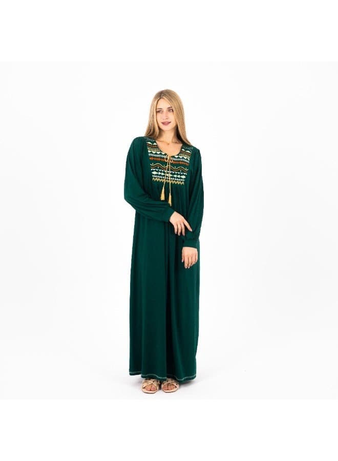عباية فيسكوز كلاسيكية مطرّزة قميص نوم محتشم بأكمام طويلة ملابس منزلية نسائية مري