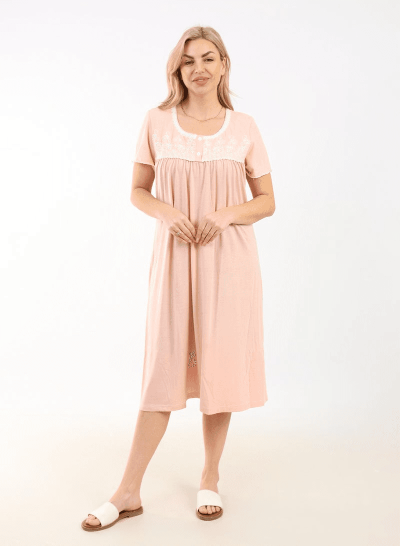 Summer Short Dress Embroidered Mini Dress Elegant Half Sleeves Viscose Fabric Li